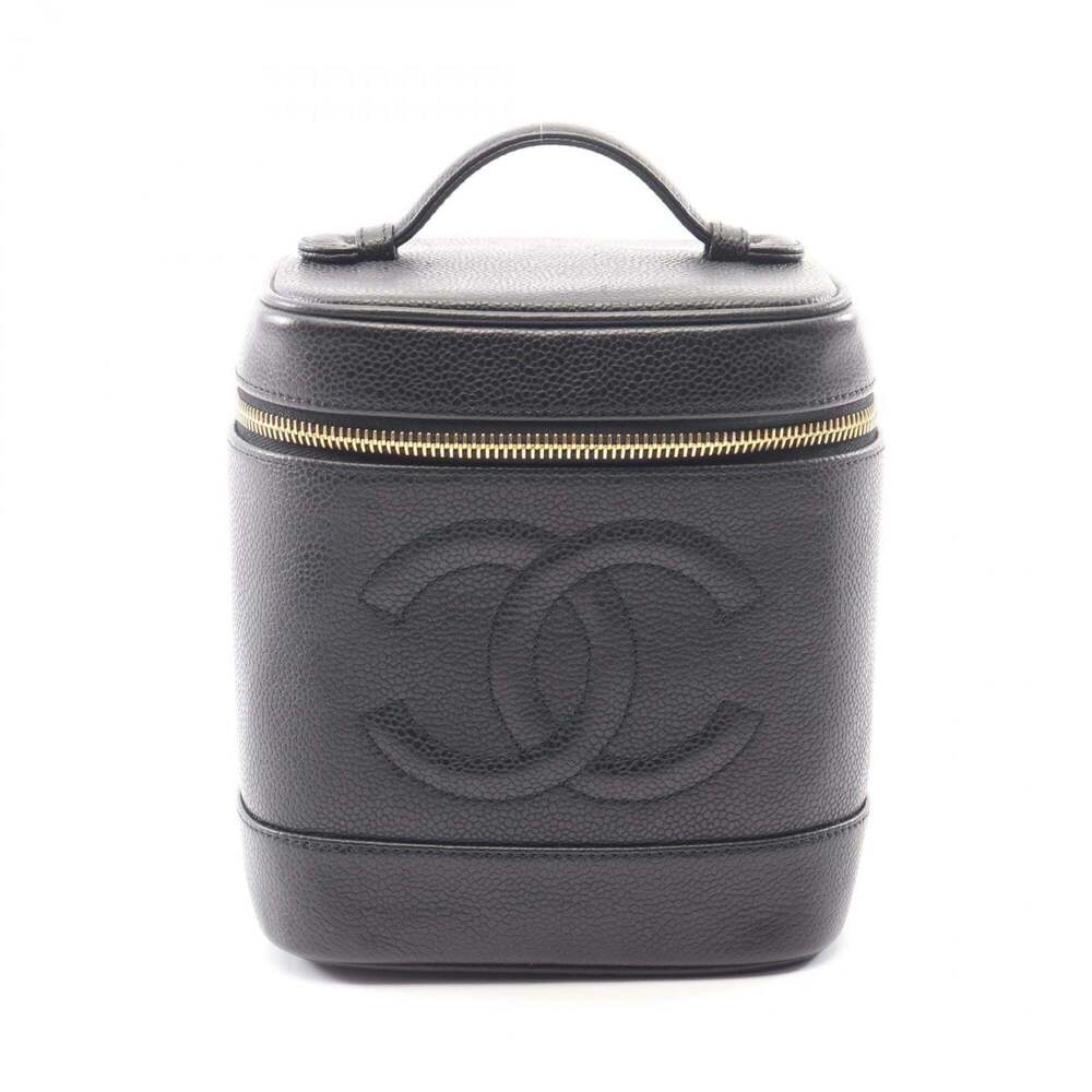 CHANEL Black Leather Logo Bag